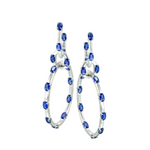 Dolce 18K White Gold Satin Finish Blue Sapphires Hoop Drop Earrings