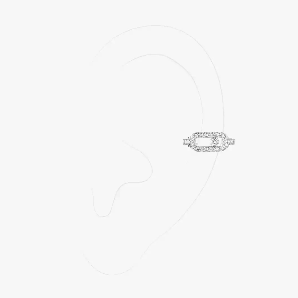 18K White Gold Move Uno Pavé Clip Earring