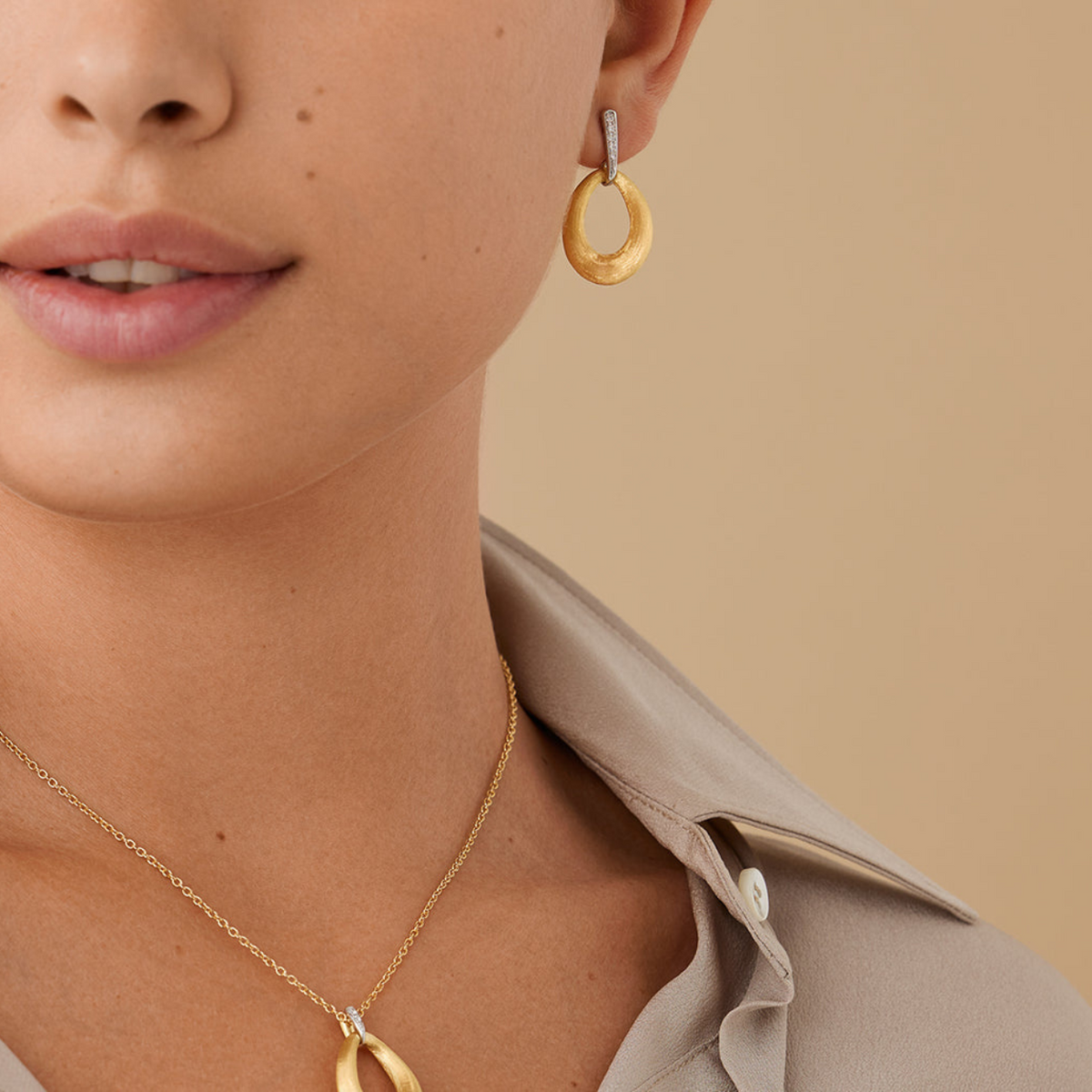 Marco Bicego Jewelry - Lucia 18K Yellow Gold Diamond Loop Earrings | Manfredi Jewels