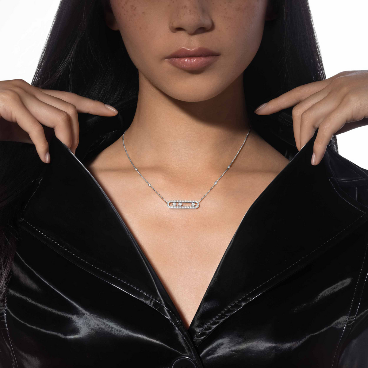 Messika Jewelry - 18K White Gold Move Pavé Diamond Necklace | Manfredi Jewels
