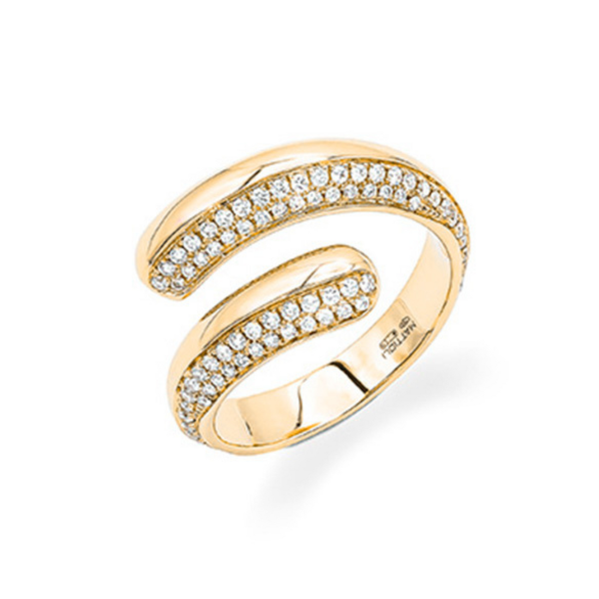Mattioli Jewelry - Classic 18K Yellow Gold Diamond Pavè Twist Ring | Manfredi Jewels