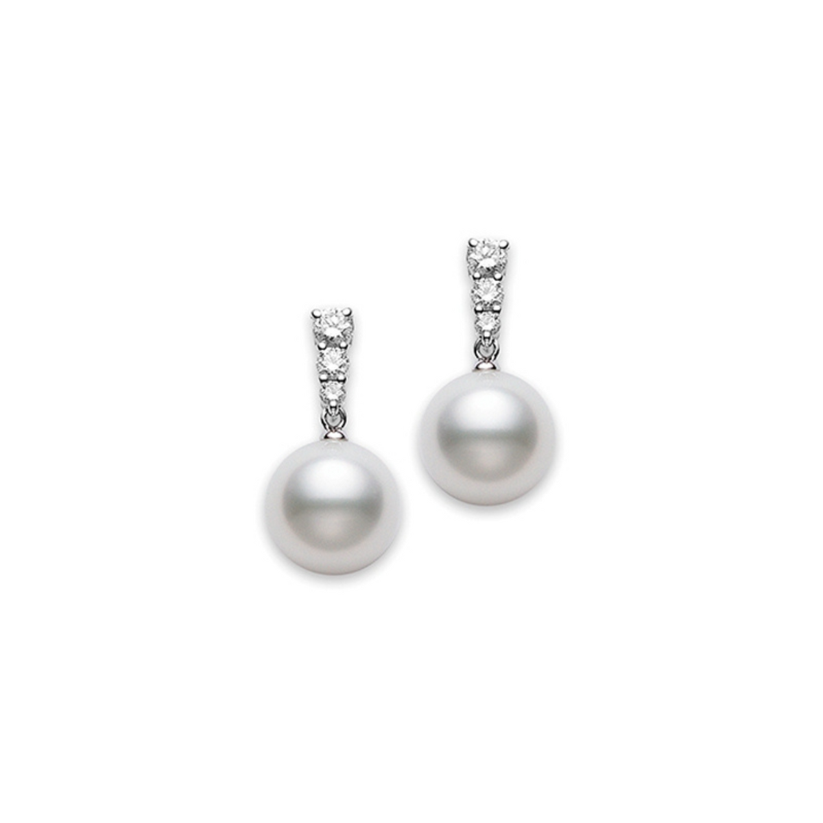 Mikimoto Jewelry - Morning Dew 18K White Gold White South Sea Cultured Pearl & Diamond Drop Earrings | Manfredi Jewels