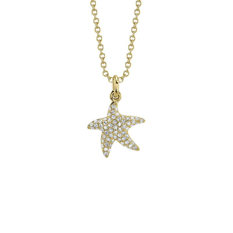 Kate 14K Yellow Gold 0.15ct Diamond Pave Starfish Necklace