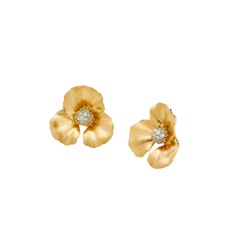 Jardin 18K Yellow Gold Flower Earrings