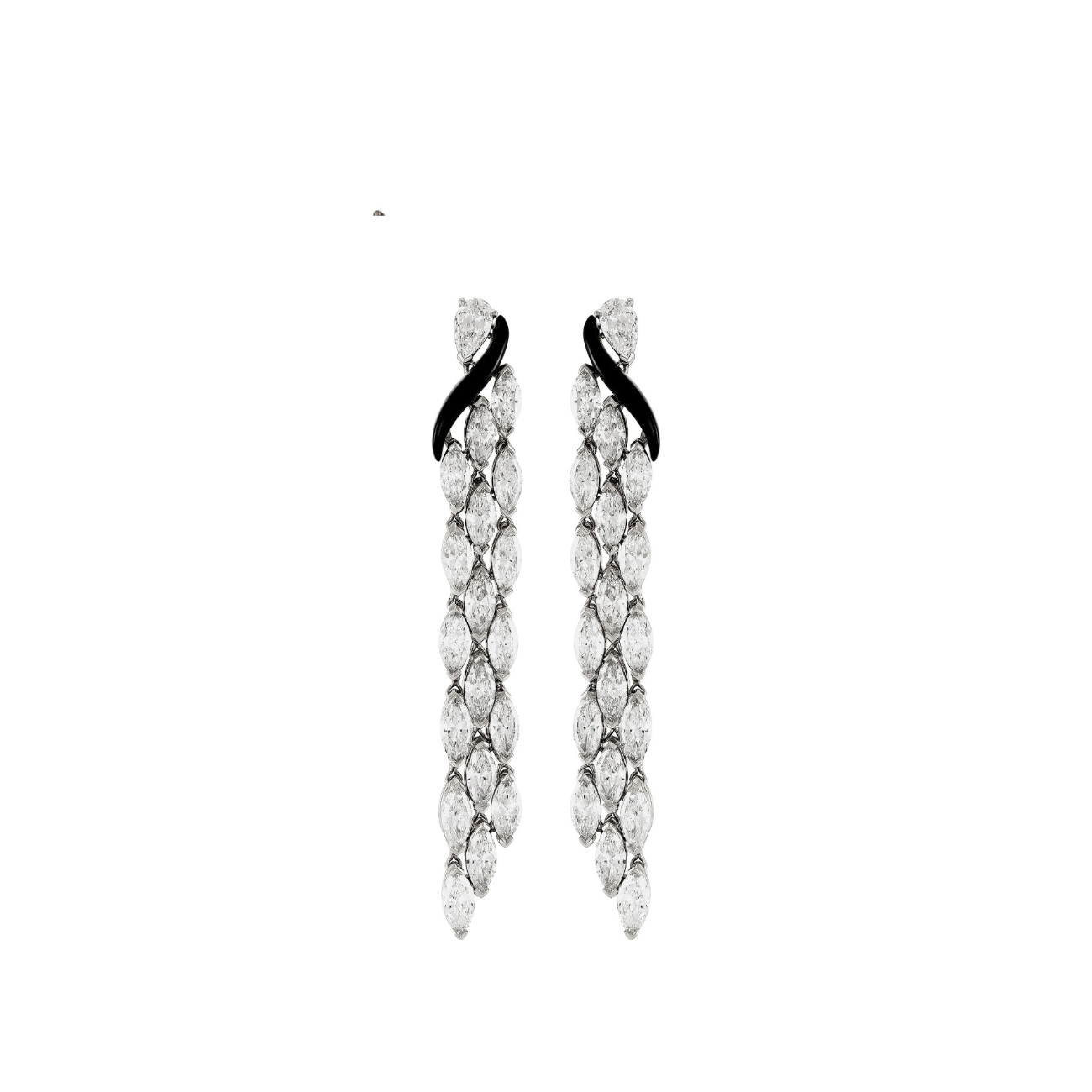 Etho Maria 18k White Gold And Black Ceramic Diamond Dangling