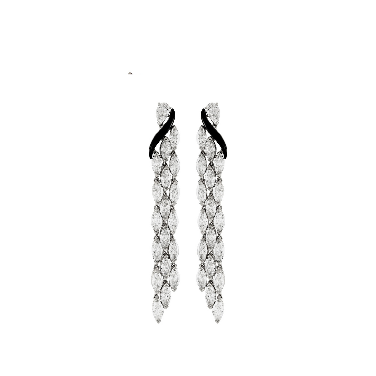 Etho Maria Jewelry - Dolce 18K White Gold Diamond & Black Ceramic Dangling Earrings | Manfredi Jewels