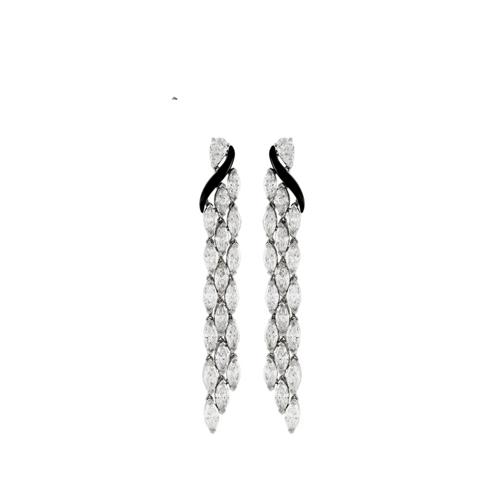 Etho Maria Jewelry - Dolce 18K White Gold Diamond & Black Ceramic Dangling Earrings | Manfredi Jewels