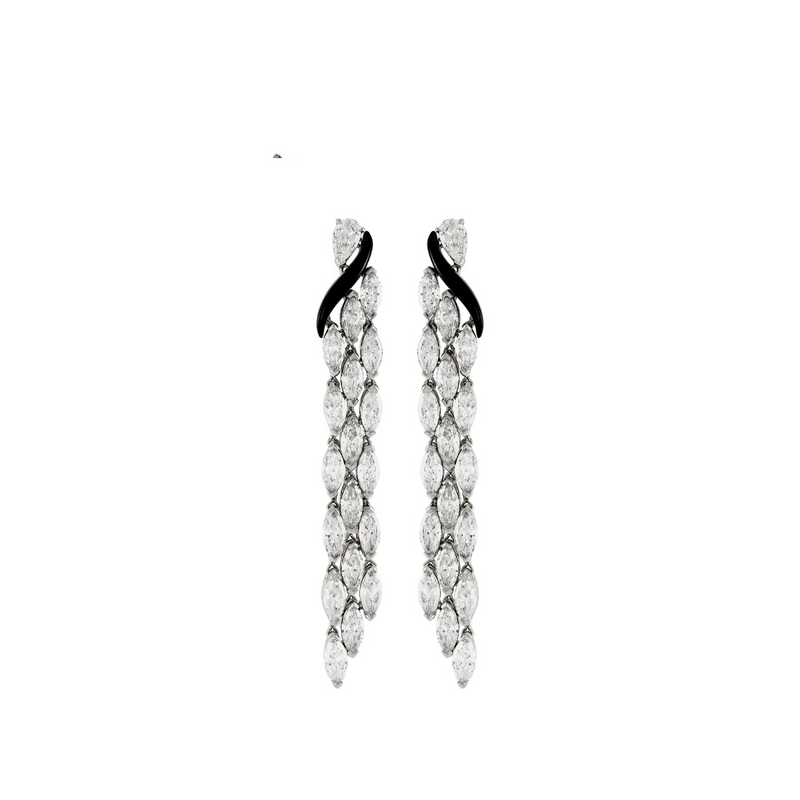 Etho Maria Jewelry - Dolce 18K White Gold Diamond & Black Ceramic Dangling Earrings | Manfredi Jewels