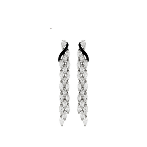 Dolce 18K White Gold Diamond & Black Ceramic Dangling Earrings