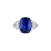 Platinum 5-Stone Ring with a Cushion Cut Sapphire and Mixed Diamond Accents