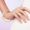 18K Yellow Gold Diamond Crescent Moonface Bangle
