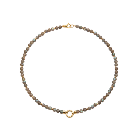 18K Yellow Gold & Labradorite Beaded Necklace