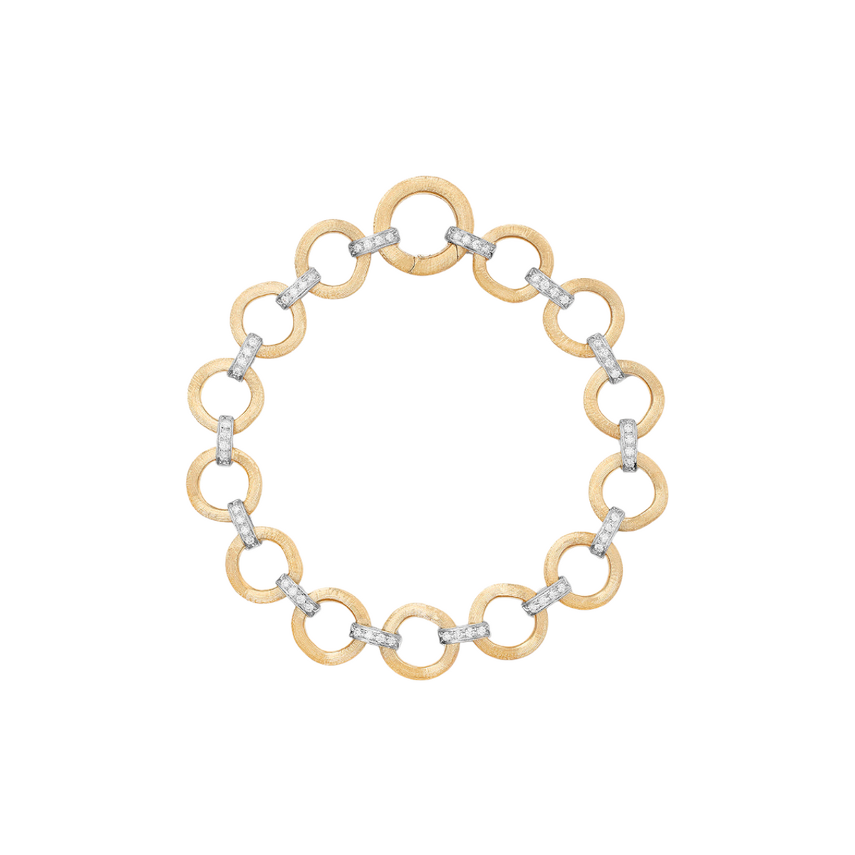 Marco Bicego Jewelry - Jaipur Link 18K Yellow & White Gold Flat-Link Single Row Diamond Bracelet | Manfredi Jewels