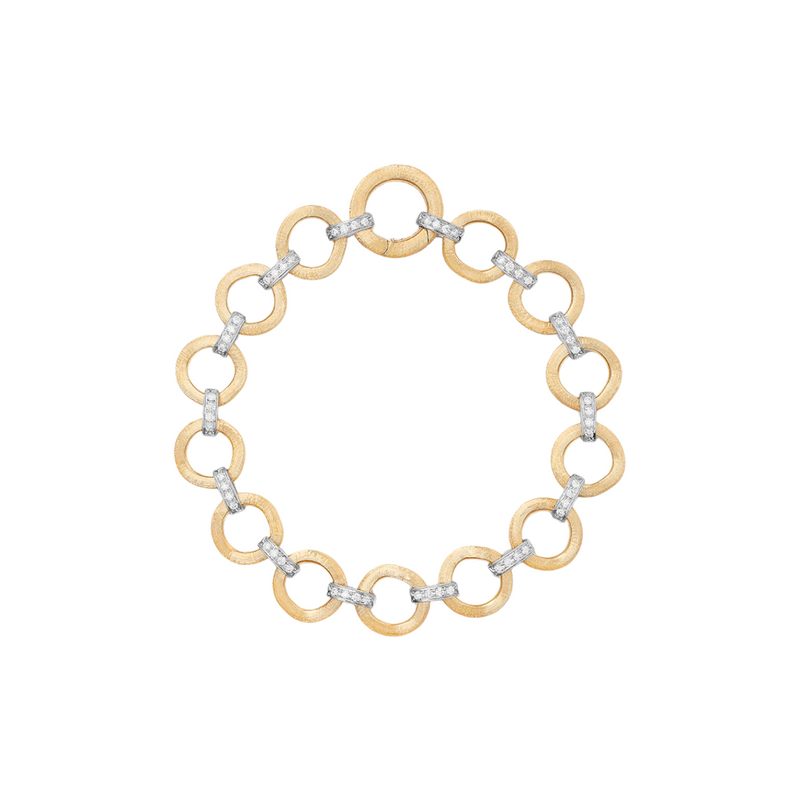 Jaipur Link 18K Yellow & White Gold Flat-Link Single Row Diamond Bracelet