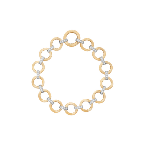 Jaipur Link 18K Yellow & White Gold Flat-Link Single Row Diamond Bracelet