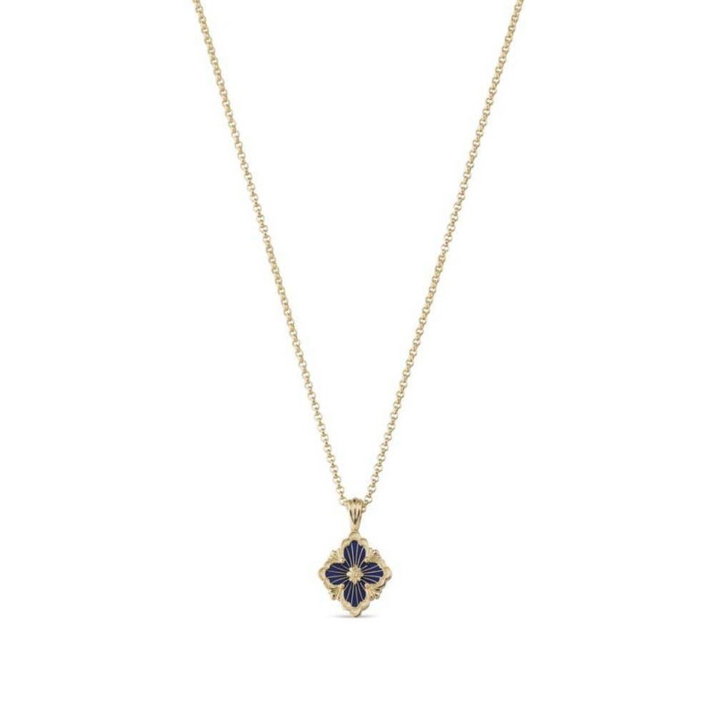 Buccellati Jewelry - Opera 18K Yellow Gold Tulle Blue Enamel Pendant Necklace | Manfredi Jewels