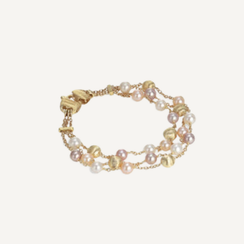 Africa Pearl 18K Yellow Gold Three Strand Bracelet