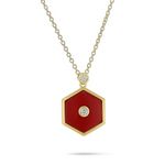 18K Yellow Gold Diamond & Red Coral Baia Sommersa Pendant