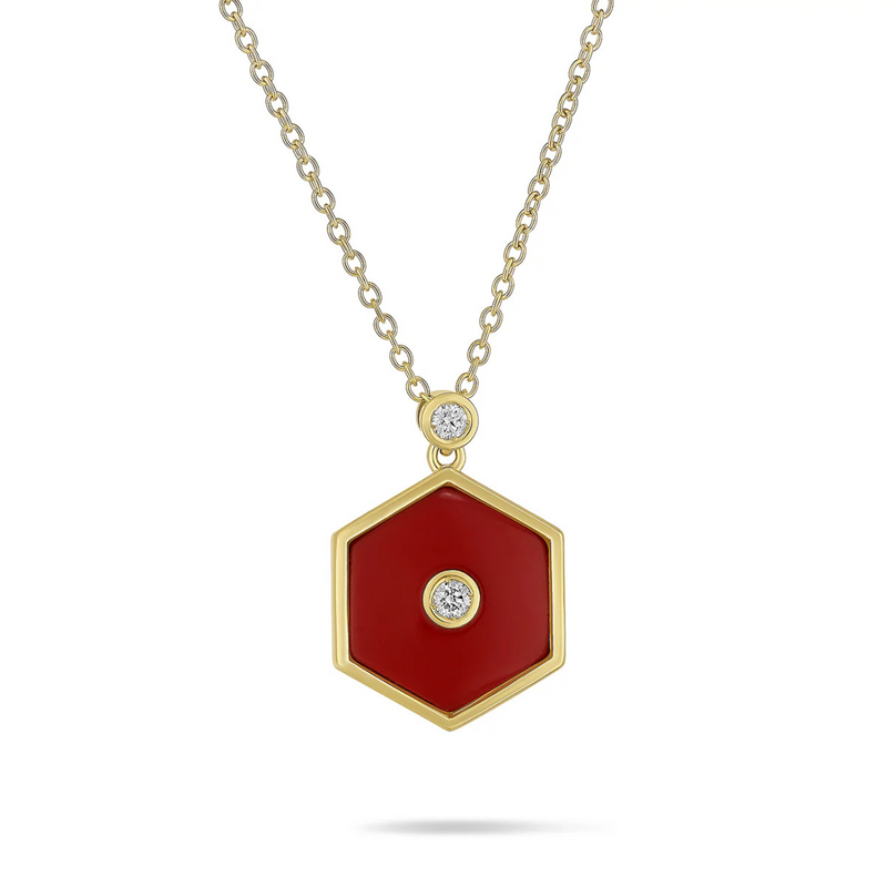 18K Yellow Gold Diamond & Red Coral Baia Sommersa Pendant