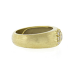 14K Yellow Gold Star Pave Set Diamond Cluster Textured Band Ring