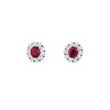 18K White Gold, Ruby, & Diamond Halo Earrings