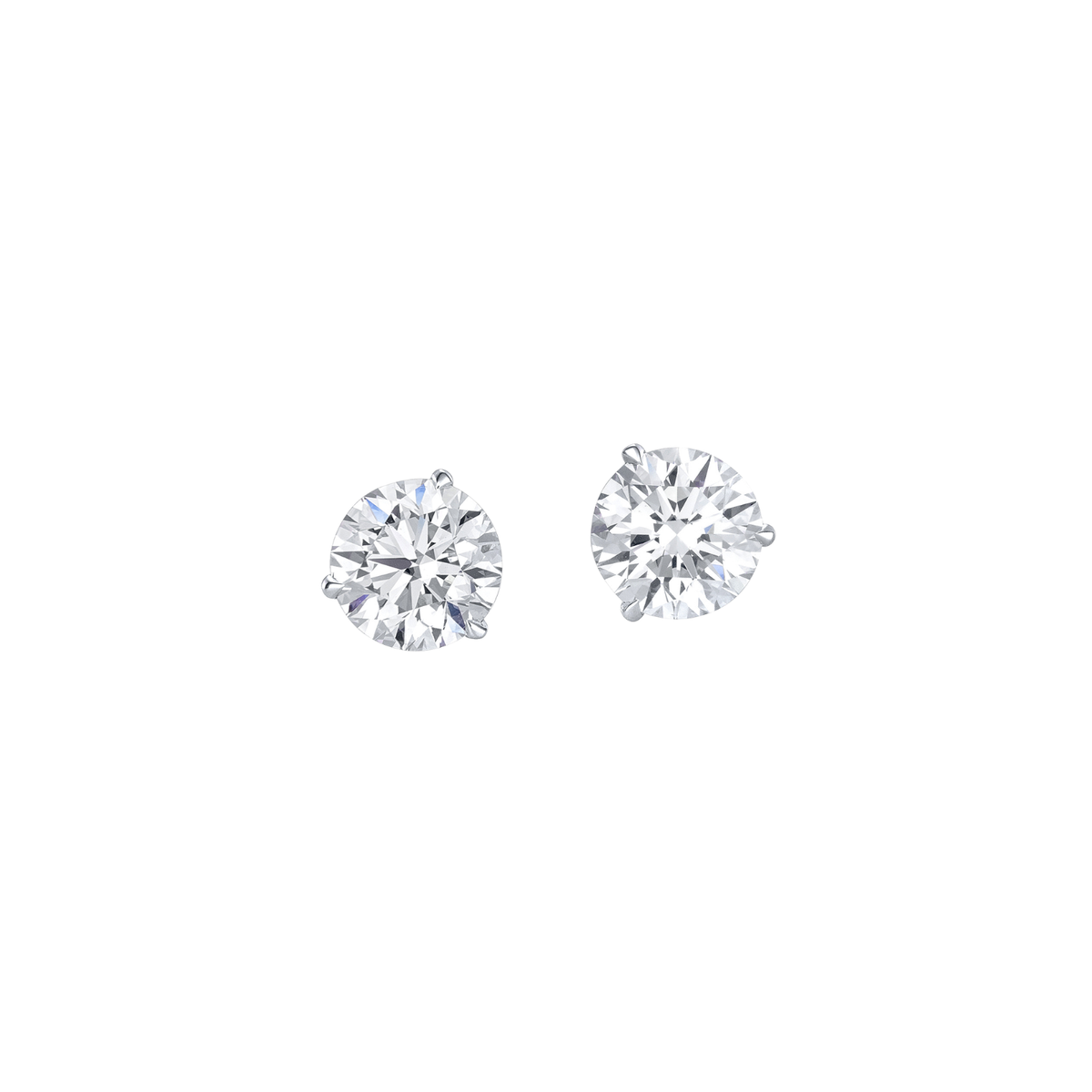 18K White Gold Martini-Set Round Brilliant-Cut Diamond Stud Earrings - 2.02 ctw