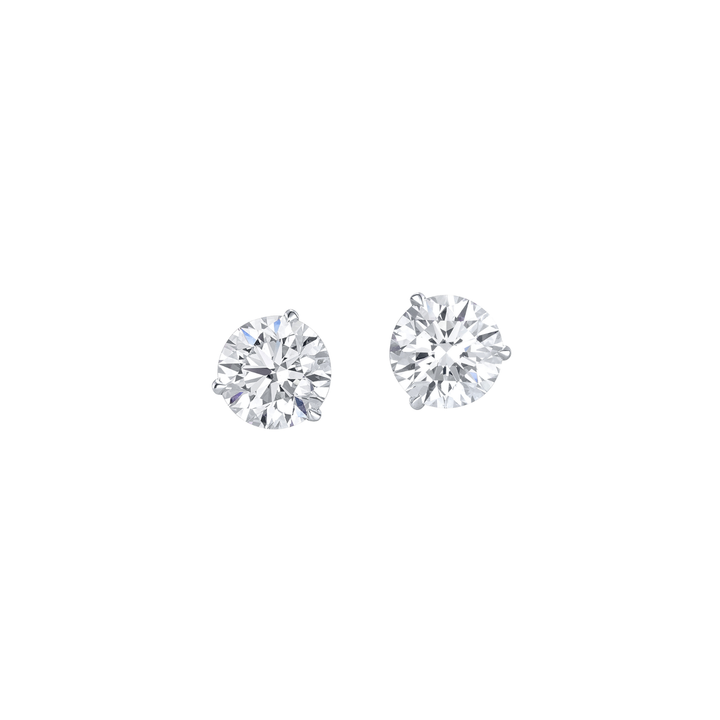 18K White Gold Martini-Set Round Brilliant-Cut Diamond Stud Earrings - 2.02 ctw