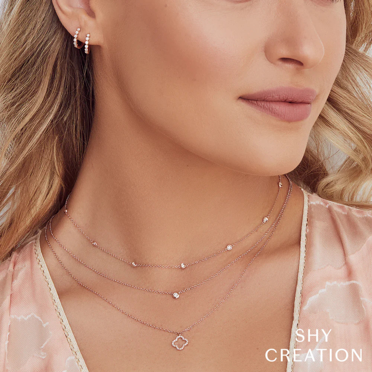 Shy Creation Jewelry - 14K White Gold 0.28ct Diamonds by the Yard Necklace | Manfredi Jewels