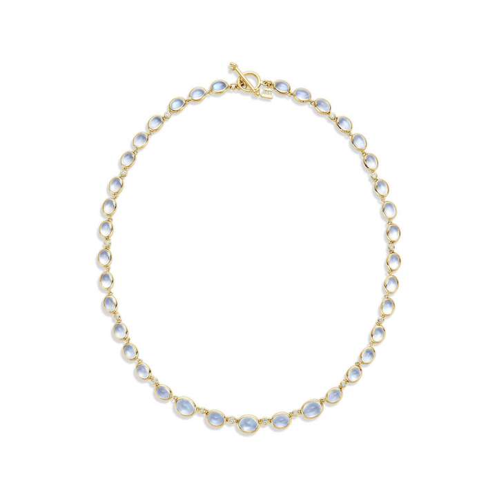 Temple St Clair Jewelry - Eternity 18K Yellow Gold Blue Moonstone & Diamond Necklace | Manfredi Jewels