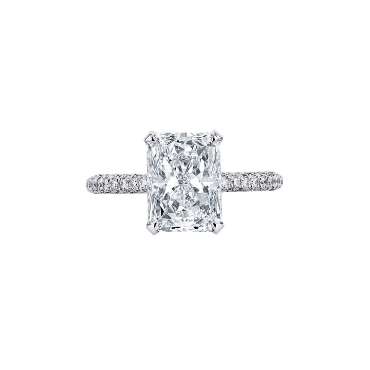 Manfredi Jewels Engagement - Platinum Radiant Cut Diamond Engagement Ring with Micropavé Shank | Manfredi Jewels