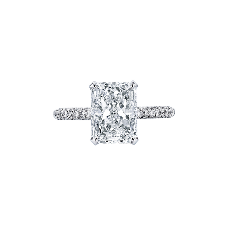 Manfredi Jewels Engagement - Platinum Radiant Cut Diamond Engagement Ring with Micropavé Shank | Manfredi Jewels