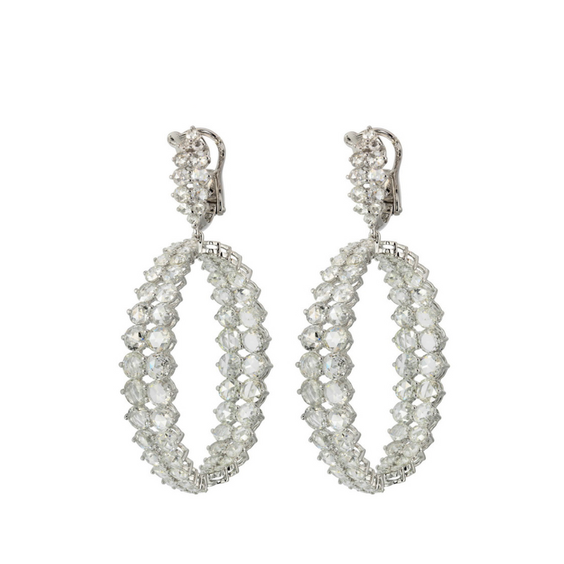 Etho Maria Jewelry - Gemini 18K White Gold Diamond Hoop Earrings | Manfredi Jewels