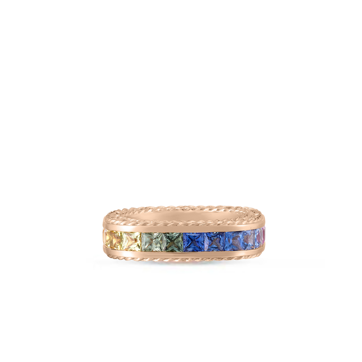 Roberto Coin Jewelry - Princess 18K Rose Gold Multi Sapphire Square Ring | Manfredi Jewels