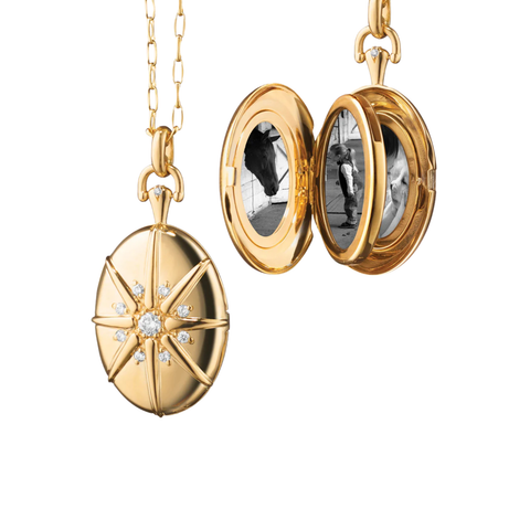 18K Yellow Gold & Diamond "Midi" Starburst Locket Necklace