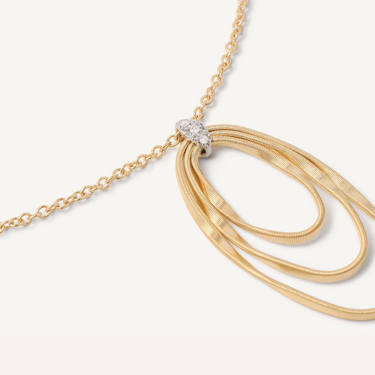 Marco Bicego Jewelry - Marrakech Onde 18K Yellow Gold & Diamond Concentric Small Pendant Necklace | Manfredi Jewels