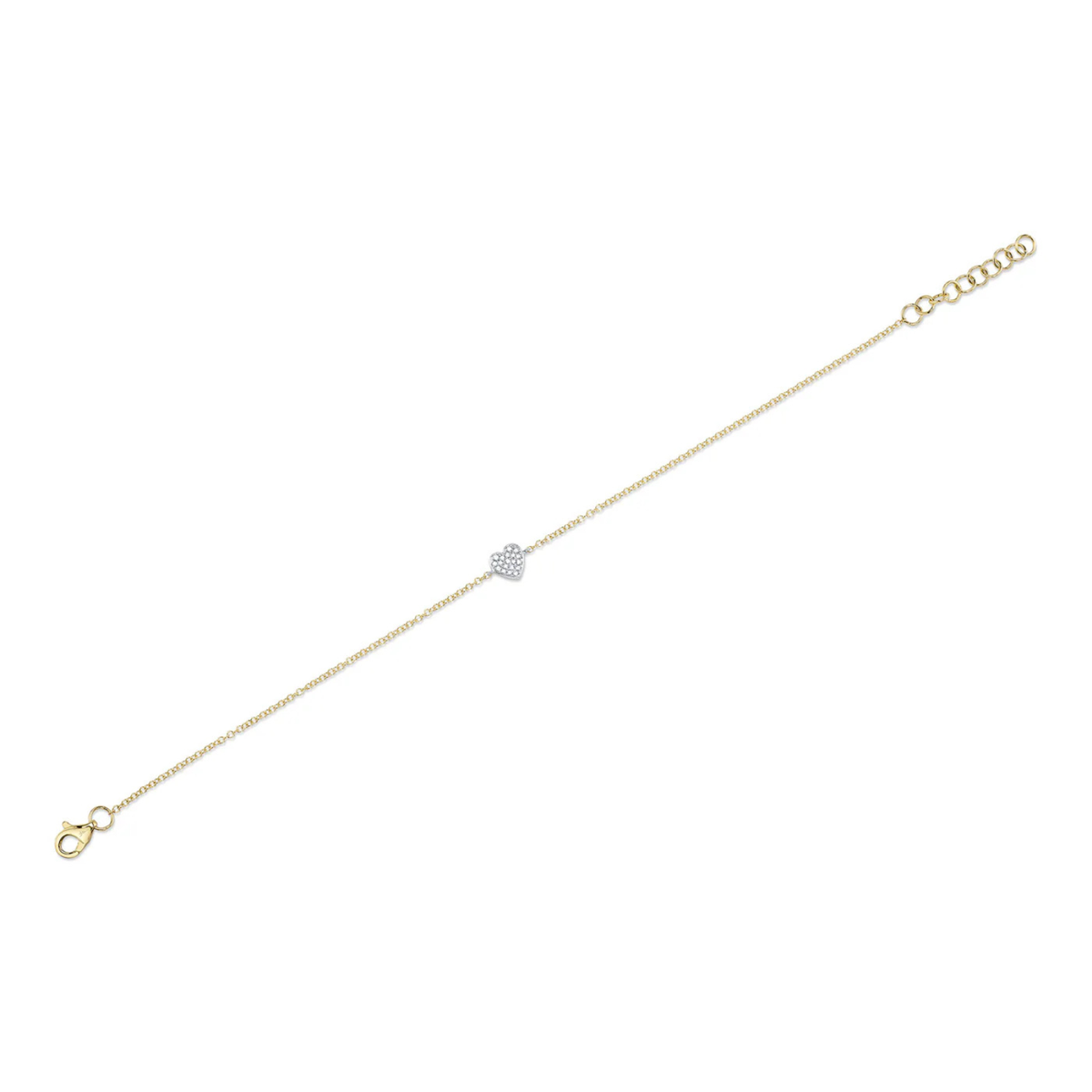 Kate 14K Yellow Gold 0.04ct Diamond Pave Heart Bracelet