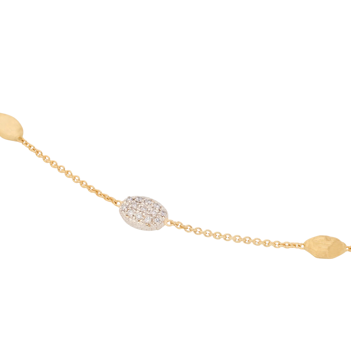 Marco Bicego Jewelry - 18K Yellow Gold Siviglia Small Bean Bracelet with Diamond Accent | Manfredi Jewels