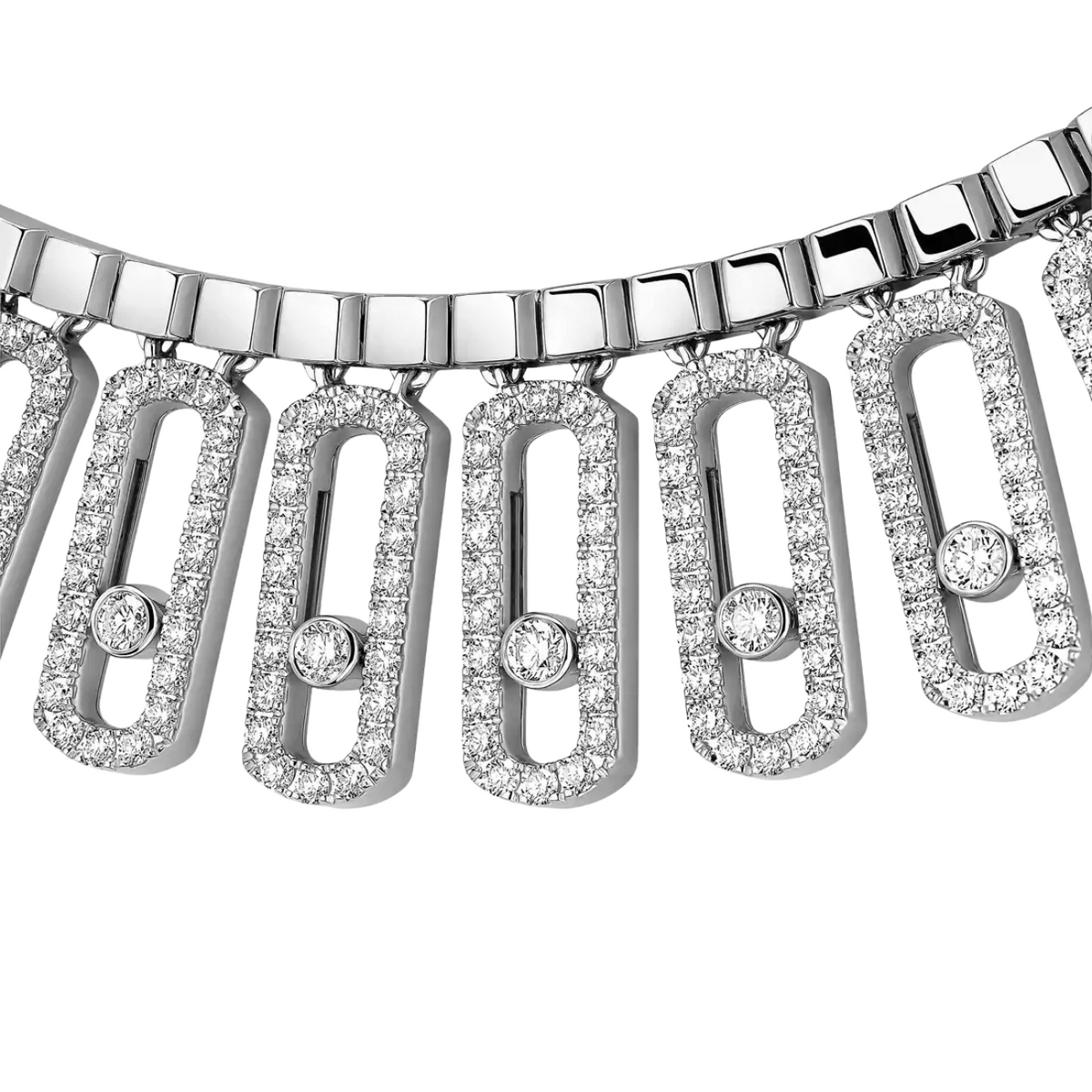 Messika Jewelry - Move 18K White Gold & Diamond Iconica Pavé Necklace | Manfredi Jewels