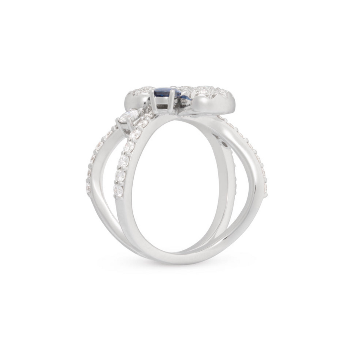 Miseno Jewelry - Ischia 18K White Gold Sapphire & Diamond Flower Ring | Manfredi Jewels