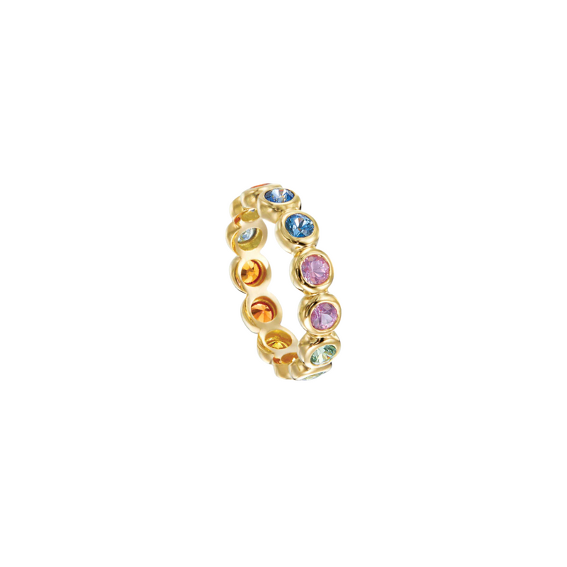 18K Yellow Gold Moonlight Band with Multi-Colored Sapphires
