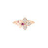 18K Yellow Gold, Diamond, & Rubellite Tiny Princess Ring