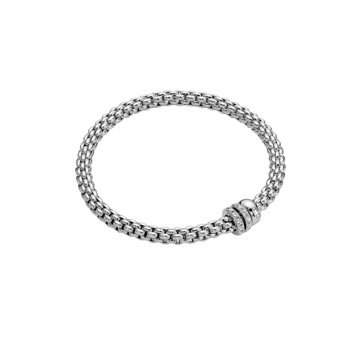 Fope Jewelry - Solo 18K White Gold Pavè Diamond Flex’it Bracelet | Manfredi Jewels