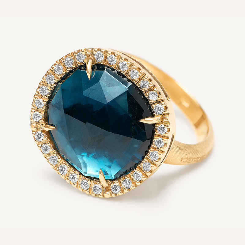 Jaipur Color 18K Yellow Gold London Blue Topaz & Diamond Medium Ring