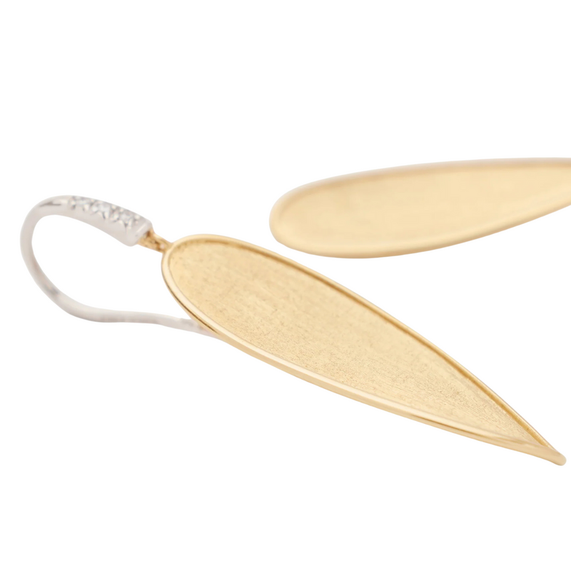 Lunaria 18K Yellow Gold Petal Drop Earrings With Diamond Hook