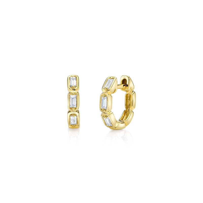 Kate 14K Yellow Gold Diamond Baguette Huggie Hoops