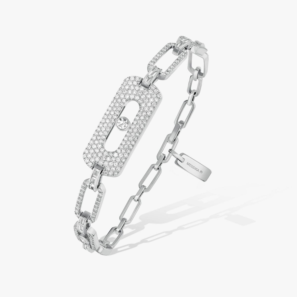 Messika Jewelry - My Move 18K White Gold Pavé Chain Diamond Bracelet | Manfredi Jewels