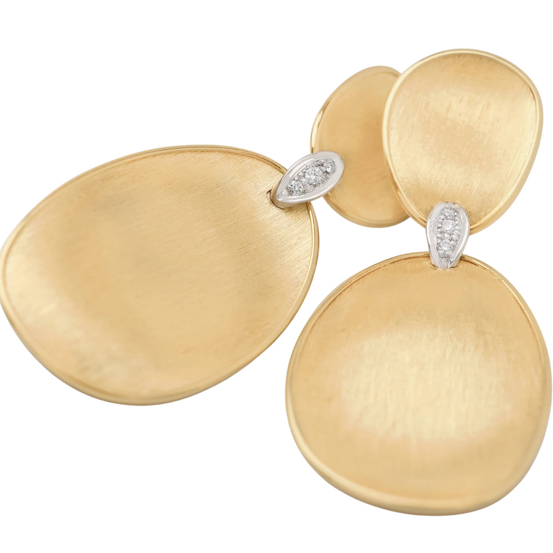 Lunaria 18K Yellow Gold Two-Drop Earrings With Diamond Accents