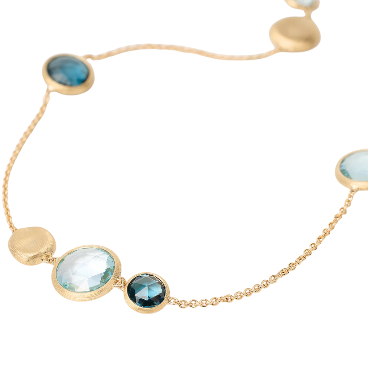 Marco Bicego Jewelry - Jaipur Color 18K Yellow Gold and Mixed Blue Topaz Necklace | Manfredi Jewels