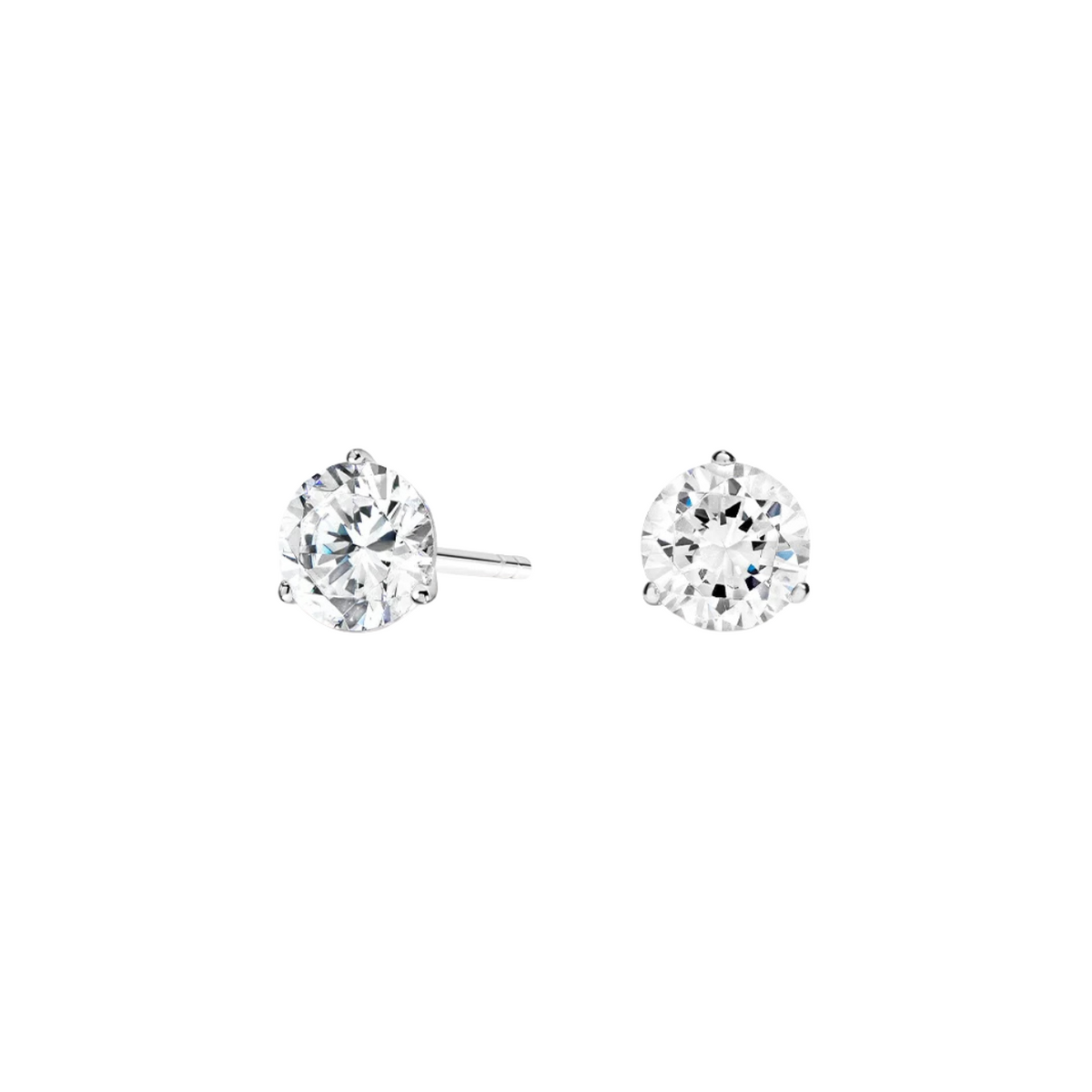 Manfredi Jewels Diamond - 18K White Gold 2.01 CTW F SI2 3 Prong Martini Setting Diamond Stud Earrings | Manfredi Jewels