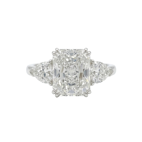 Cushion Cut 3.20ct Platinum 3-Stone Diamond Engagement Ring